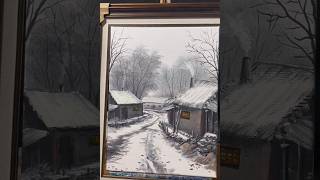 Simple village Drawing Painting Art Shorts [upl. by Alberic653]