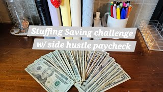 Cash Envelope Stuffing w Side hustle paychecks Savings Challenge cashstuffing [upl. by Akenet]