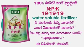 NPK191919 100 Water soluble fertilizer NPK  NPK Plant Growth Fertilisers in telugu [upl. by Burgwell833]