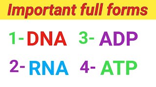 Full form of DNA RNA ADP ATP । DNA and RNA ka full form। ADP and ATP ka full form। [upl. by Atinet231]