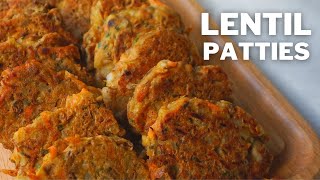 Vegan Lentil Patties  Lentil Fritters Recipe [upl. by Conias681]