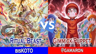 Ritual Beast Vs Gimmick Puppet  bisKOTO Vs gamaron  High Rated  Dueling Book [upl. by Sholom501]