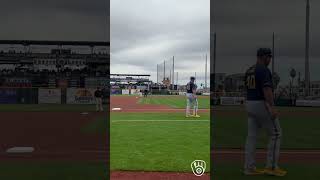 First pitch and first swing for Christian Yelich Shorts thisismycrew [upl. by Imer173]