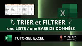 TRIER et FILTRER une LISTE base de données avec EXCEL  Cours pratique [upl. by Amisoc931]