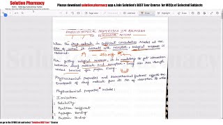 Class 05 Physicochemical Property in Relation to Biological Action Part 01 Medicinal Chemistry [upl. by Riatsila]