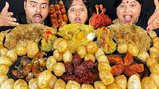 Street Food Vs Chinese Food Eating Challenge Chowmin amp ManchurianFried rice amp Fuchka LollipopMomo [upl. by Cnut]