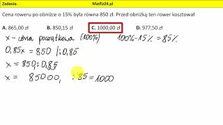 Zadanie 4 Matura 2018 matematyka Dany procent  Matfiz24pl [upl. by Ynneh]