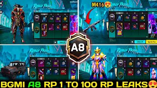 BGMI A8 ROYAL PASS 1 TO 100 RP REWARDS 😍 A8 ROYAL PASS LEAKS PUBG MOBILEBGMI ROYAL PASS A8 REWARDS [upl. by Sayer]