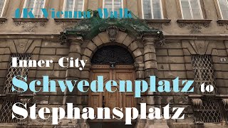 Walks in Vienna Innere Stadt Inner City Schwedenplatz to Stephansdom  Bell ringing 4K [upl. by Ambrosane]