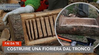 Come costruire una fioriera stile Trentino da un tronco  toeletta antica e bidone ASMR Ep 43 [upl. by Roselle]