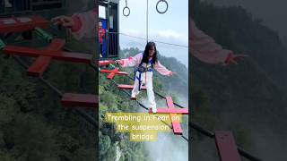 Watch how she trembles in fear on the suspension bridge short [upl. by Silloh]