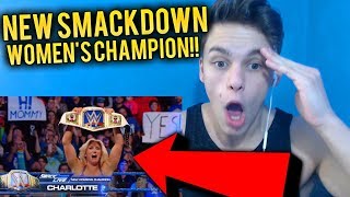 CHARLOTTE FLAIR WINS THE SMACKDOWN WOMENS CHAMPIONSHIP REACTION [upl. by Marienthal140]