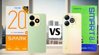 Tecno Spark 20c Vs Infinix Smart 8 Plus  Full Comparison [upl. by Aivilys]