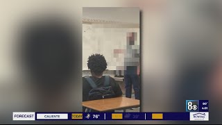 Las Vegas junior high school investigates image of racial slur on whiteboard [upl. by Eillil18]