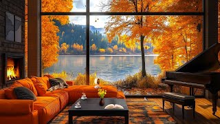 Happy Autumn Morning amp Smooth Jazz Instrumental Music at Outdoor Coffee Shop Ambience for Relaxing [upl. by Fasta187]