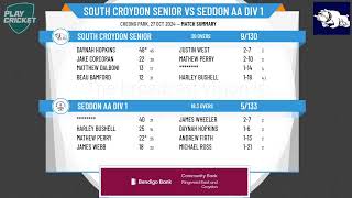 South Croydon Senior v Seddon AA Div 1 [upl. by Eux]