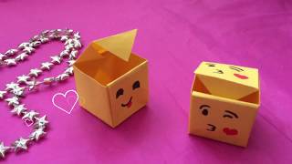 ♡ EMOJI DOOSJE MET DEKSEL VOUWEN ♡ EMOJI KNUTSELEN MET 1 PAPIER  ♡ DIY ORIGAMI ♡ NEDERLANDS [upl. by Nordna]