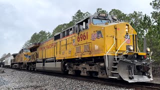 Union Pacific AC4460CW 6961 Leads NS 323 at Crawford FL [upl. by Aihsenyt888]