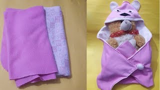 How to make BABY NEST a new born baby from old blanket  ful tutorial [upl. by Nauqyt]