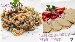 Arroz con setas y gambas  Cabezada de cerdo con pimientos  con Karlos Arguiñano [upl. by Merry189]