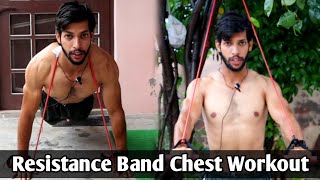 Chest Workout with Resistance Band  Chest Workout At Home Saini Fitness Home [upl. by Refiffej]