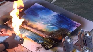 Amazing Spray Paint Art Fire Technique [upl. by Atilegna]