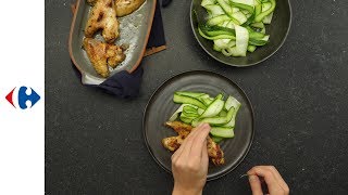 Ailes de poulet marinées moutarde citron et miel et tagliatelles de courgette [upl. by Hughes]