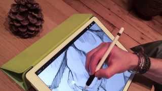 Apple Pencil drawing demo 1 on iPad Pro and artists review [upl. by Limak]