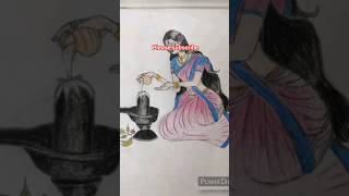 how to draw shiva amp parvati moumitamaityart youtubeshorts drawing happy nil sasthi [upl. by Wolbrom448]