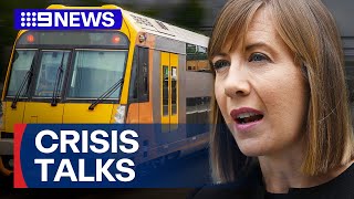 NSW Government and Rail Union to hold crisis talks over train shutdown  9 News Australia [upl. by Hoseia]