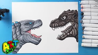 How to Draw Legendary Godzilla vs Godzilla 1954 [upl. by Enetsuj531]