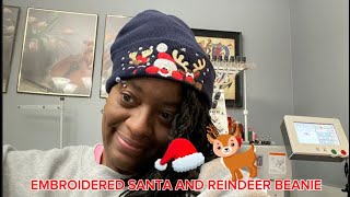 EMBROIDERED CHRISTMAS SANTA REINDEER BEANIE HAT ITS BEANIE TIME [upl. by Jonah439]