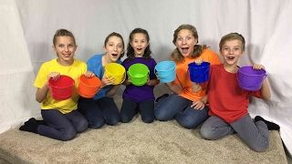 Learn English Colors Rainbow Bucket Surprise Egg with Sign Post Kids [upl. by Hsac817]