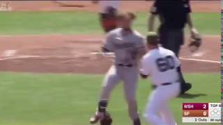 Bryce Harper Charges the Mound and Gets in Fight With Giants Hunter Strickland [upl. by Laira]