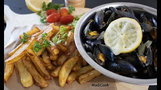 MOULES MARINIERE ET FRITES FRAÎCHES😋 Recette Rapide et Facile🍟 [upl. by Fisch760]