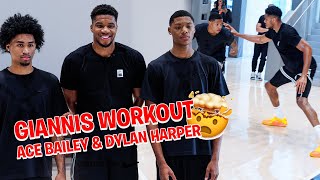 Giannis Antetokounmpo Ace Bailey and Dylan Harper Exclusive NBA workout [upl. by Adirehs668]