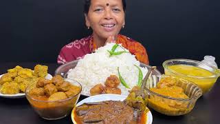 BIGBITES VEGETABLE FOOD RICE WITH PEPER DAL OL CURRY SOYA CURRY BORAR KALIA।। [upl. by Pernell]