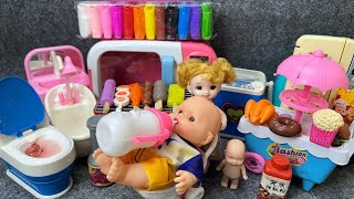 4hours Satisfying with Unboxing Cute Doll Bathtub Playset，Baby Stroller Toys ASMR  Review Toys [upl. by Schaaff]