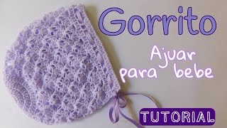 Ajuar Gorrito para bebe en punto espuma de mar [upl. by Llenwahs]