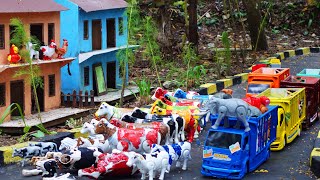 Double Flatbed Trailer Truck vs Speedbumps Train vs Cars  Tractor vs Train BeamngDrive [upl. by Clementius]