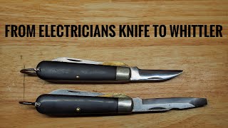 Modifying an Electricians Knife into a Whittler with a Wharncliffe blade [upl. by Holder823]