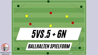 5vs5  6N Ballhalten Spielform football tactics training [upl. by Karrah364]