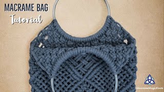 Macrame Bag Tutorial with Round Handles  EASY Macrame Purse DIY [upl. by Gill]