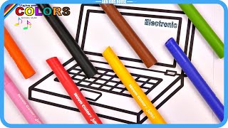 Electronic  Laptop Big Marker Pencil Coloring Pages  Akn Kids House [upl. by Ralston773]