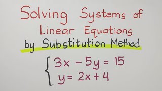 Solving Systems of Linear Equations by Substitution Method  Math 8 [upl. by Ranita]