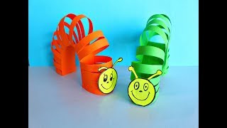 Гусеница из бумаги Como hacer Gusanooruga de papel DIY Paper CaterpillarEasy paper toys for kids [upl. by Nnairet]