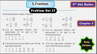 5th Std Maths Problem Set 17 Chapter 5 Fractions  MH BOARD  Hindi Explanation [upl. by Reizarf]