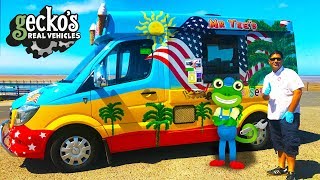 Geckos Ice Cream Truck With Mr Tee  Geckos Real Vehicles  Trucks For Kids  Learning Videos [upl. by Jemine]