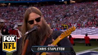 Super Bowl LVII Chris Stapleton gives a moving rendition of the National Anthem  NFL on FOX [upl. by Tristam]