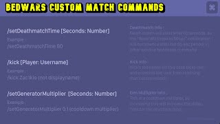 Custom Match Commands Roblox BedWars [upl. by Enilreug]